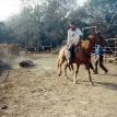 Dennis on Chief, fall branding, Dunham Ranch, Sulphur Bluff, Texas 1997
