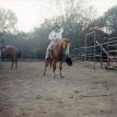 Dennis on Chief, fall branding, Dunham Ranch, Sulphur Bluff, Texas 1997